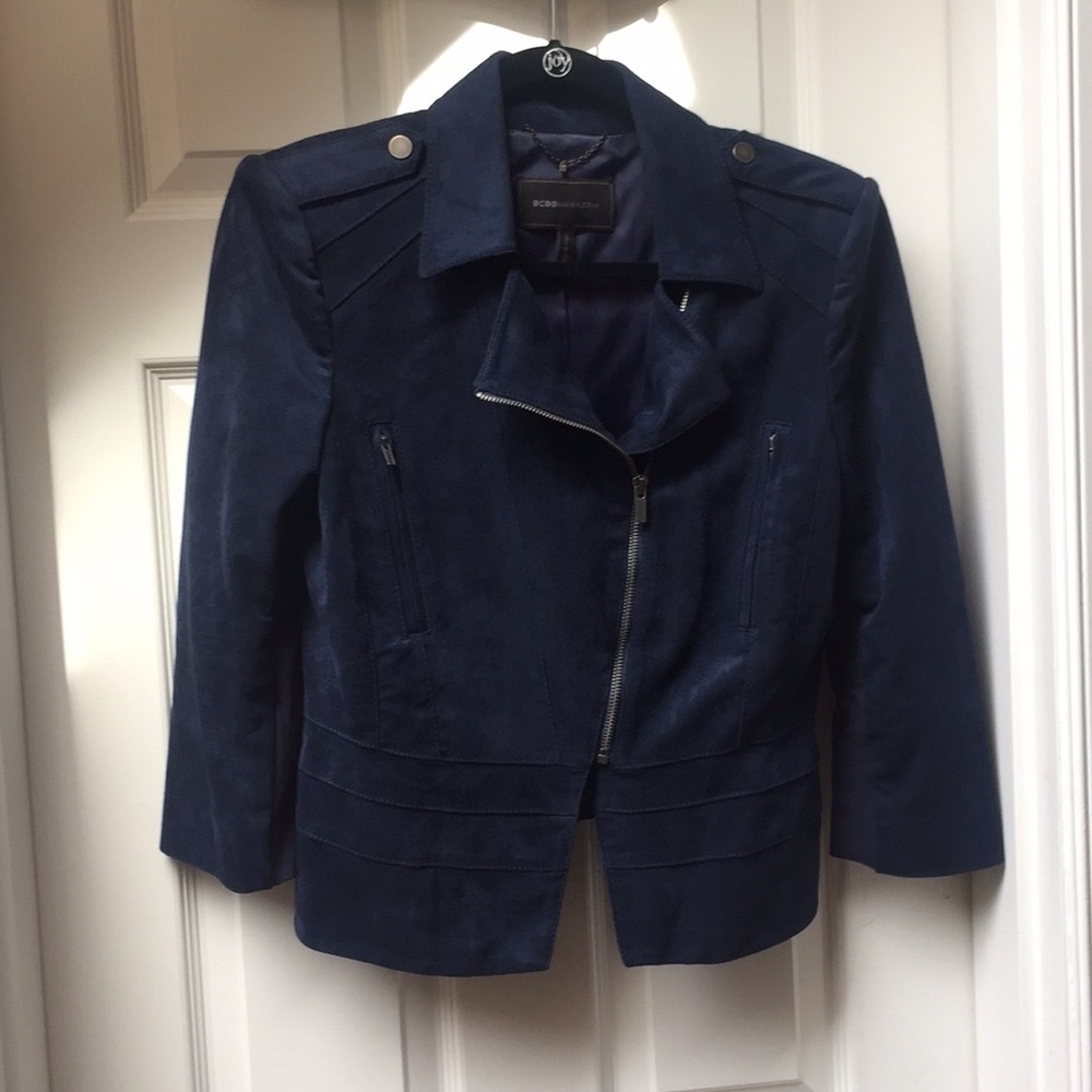 Navy blue suede jacket BCBG